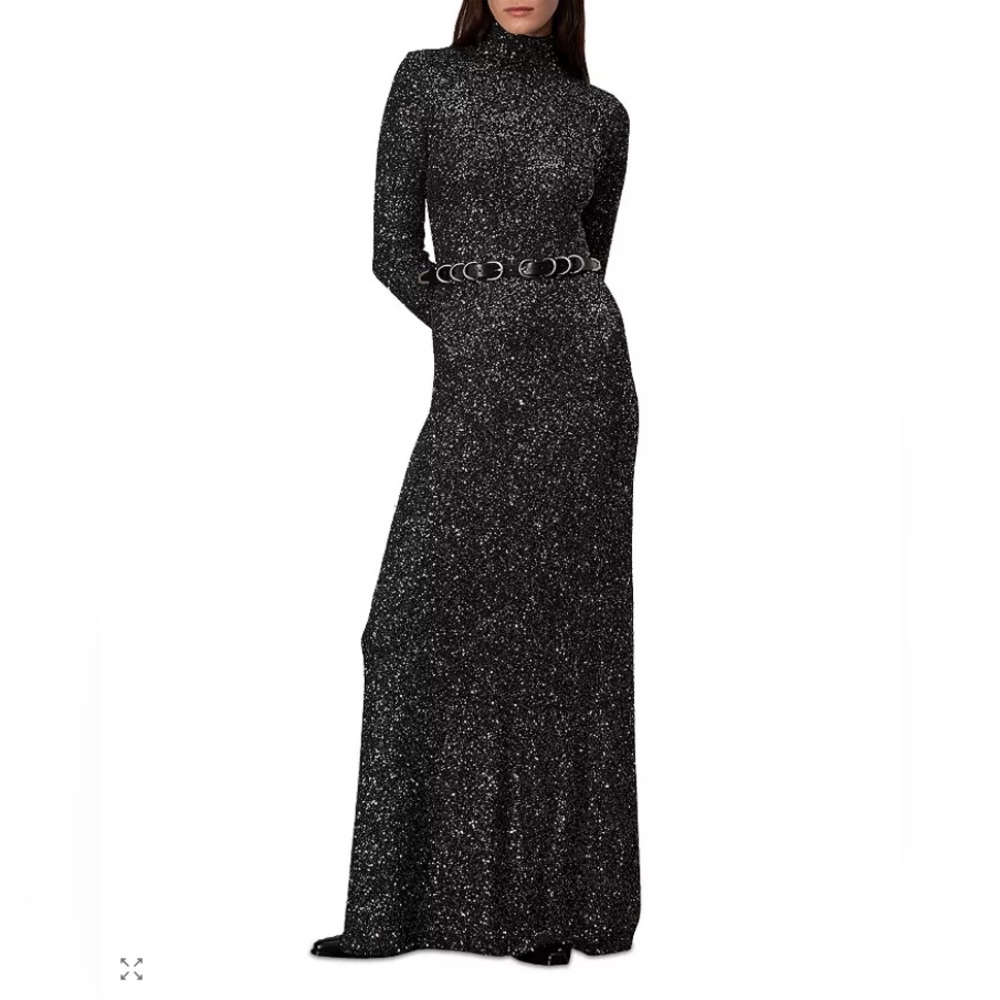 NWT rag & bone danni black sequin maxi dress size Large - Picture 3 of 7